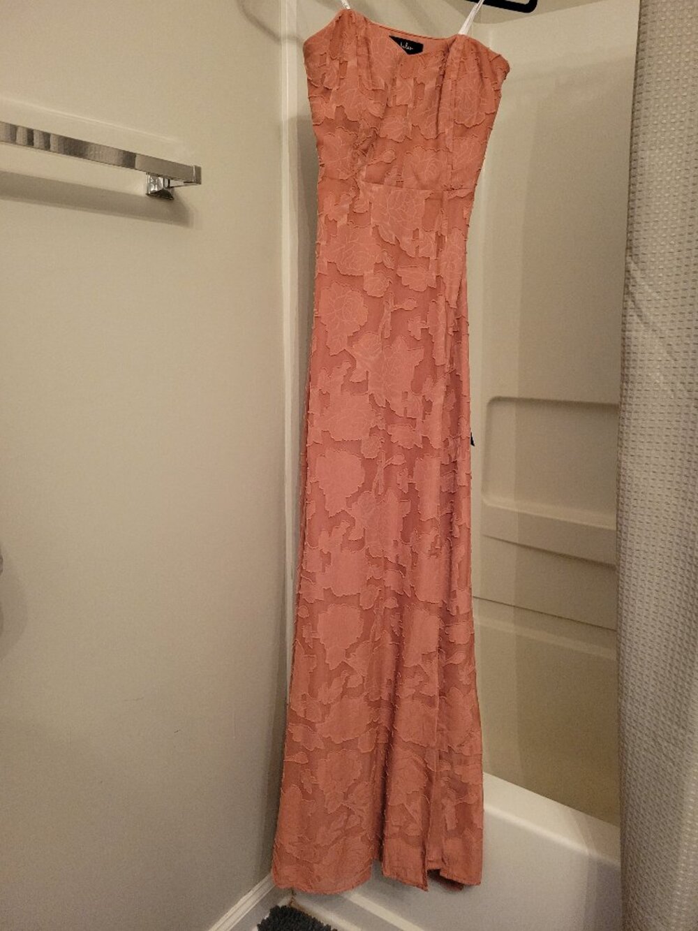 Lulus dusty rose floral strapless maxi dress